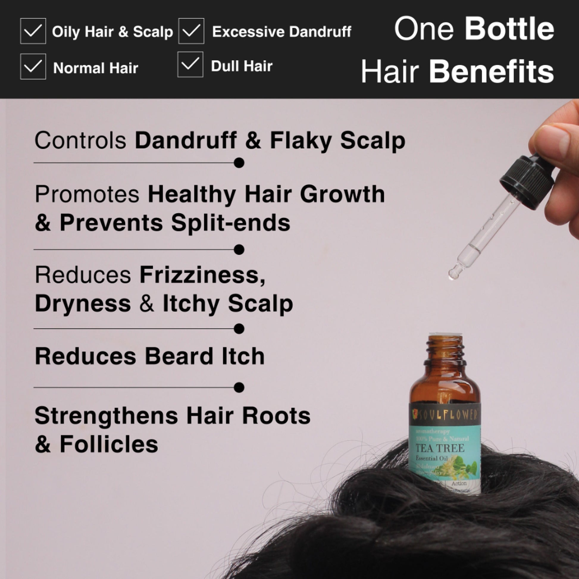 Soulflower Tea Tree Essential Oil For Active Acne & Pimples, Blemishes & Flakes