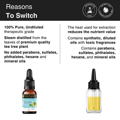 Soulflower Tea Tree Essential Oil For Active Acne & Pimples, Blemishes & Flakes