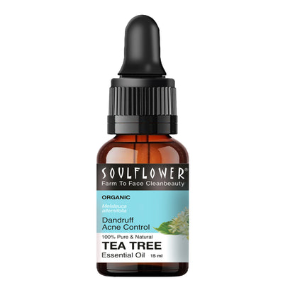 Soulflower Tea Tree Essential Oil For Active Acne & Pimples, Blemishes & Flakes