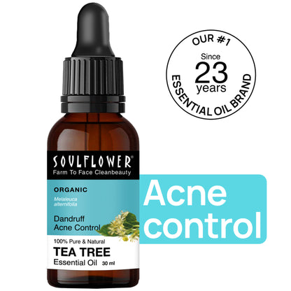 Soulflower Tea Tree Essential Oil For Active Acne & Pimples, Blemishes & Flakes