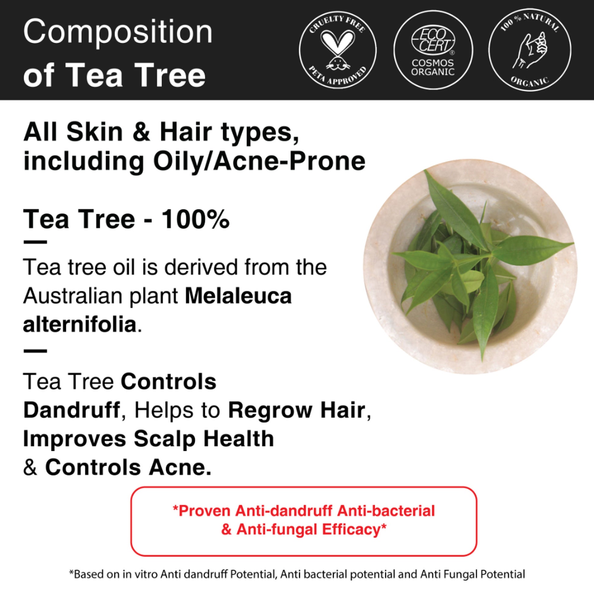 Soulflower Tea Tree Essential Oil For Active Acne & Pimples, Blemishes & Flakes