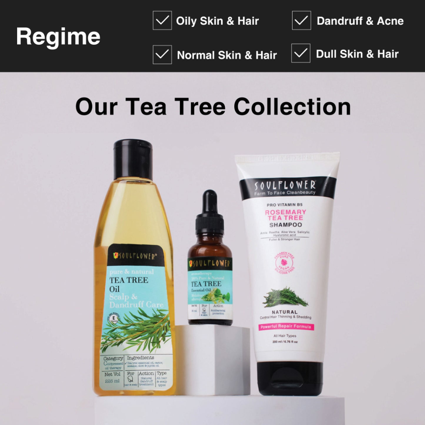 Soulflower Tea Tree Essential Oil For Active Acne & Pimples, Blemishes & Flakes