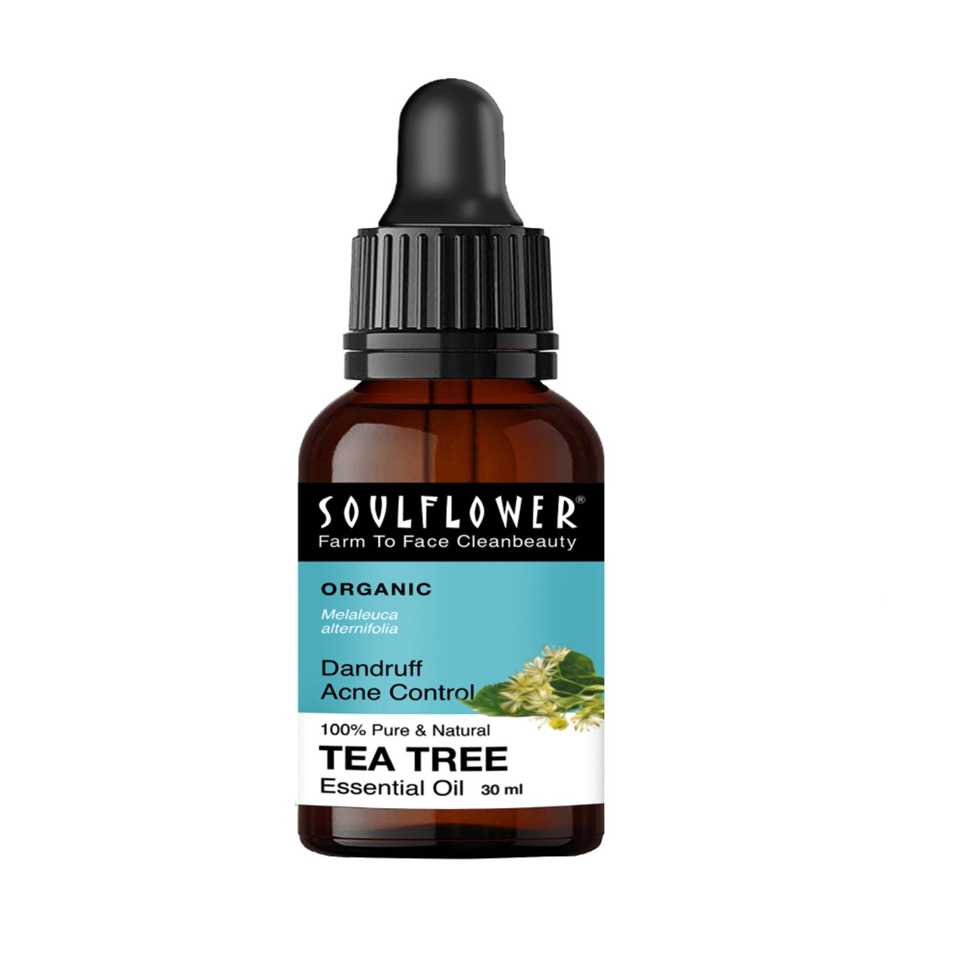 Soulflower Tea Tree Essential Oil For Active Acne & Pimples, Blemishes & Flakes