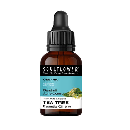 Soulflower Tea Tree Essential Oil For Active Acne & Pimples, Blemishes & Flakes