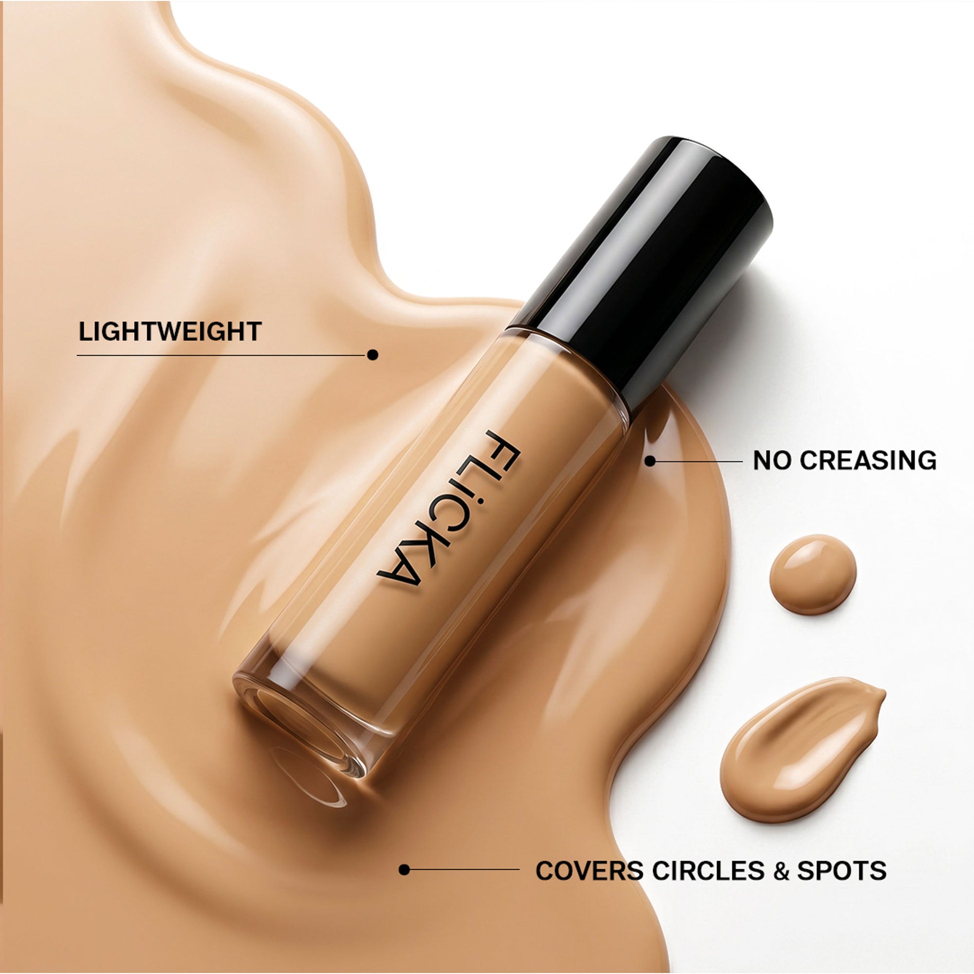 Flicka Cover Story Liquid Concealer Sweat Proof Waterproof Lightweight All Skin Types - Caramel
