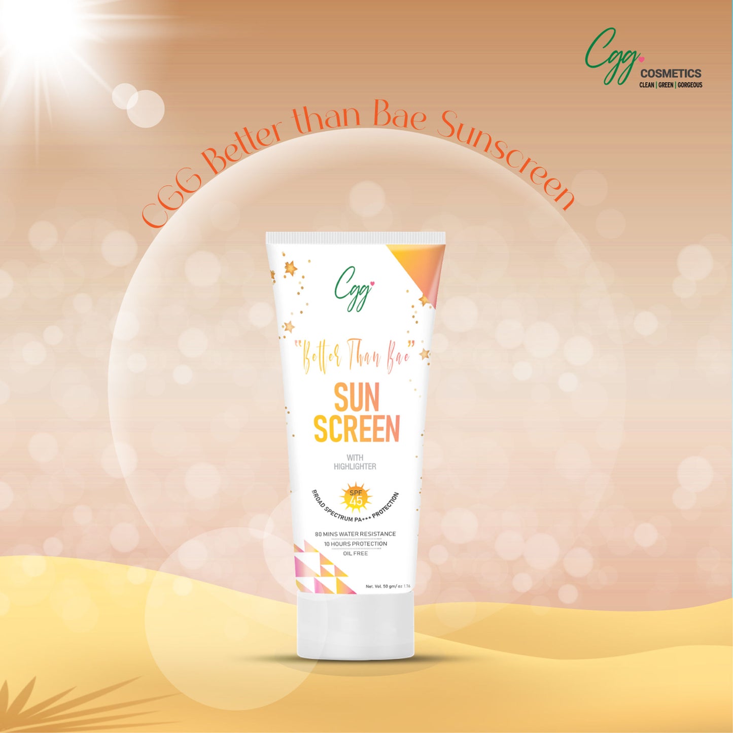 CGG Better than Bae Sunscreen Cream with highlighter Spf 45 PA+++