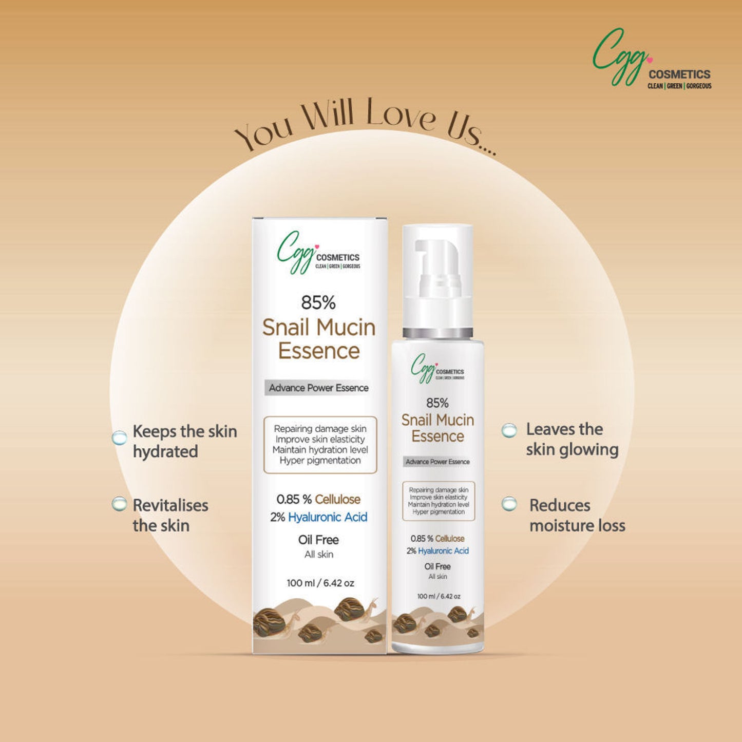 CGG Cosmetics slay with 70% Snail Mucin Essence, Snail Cellulose Buy 1 Get 1 Free