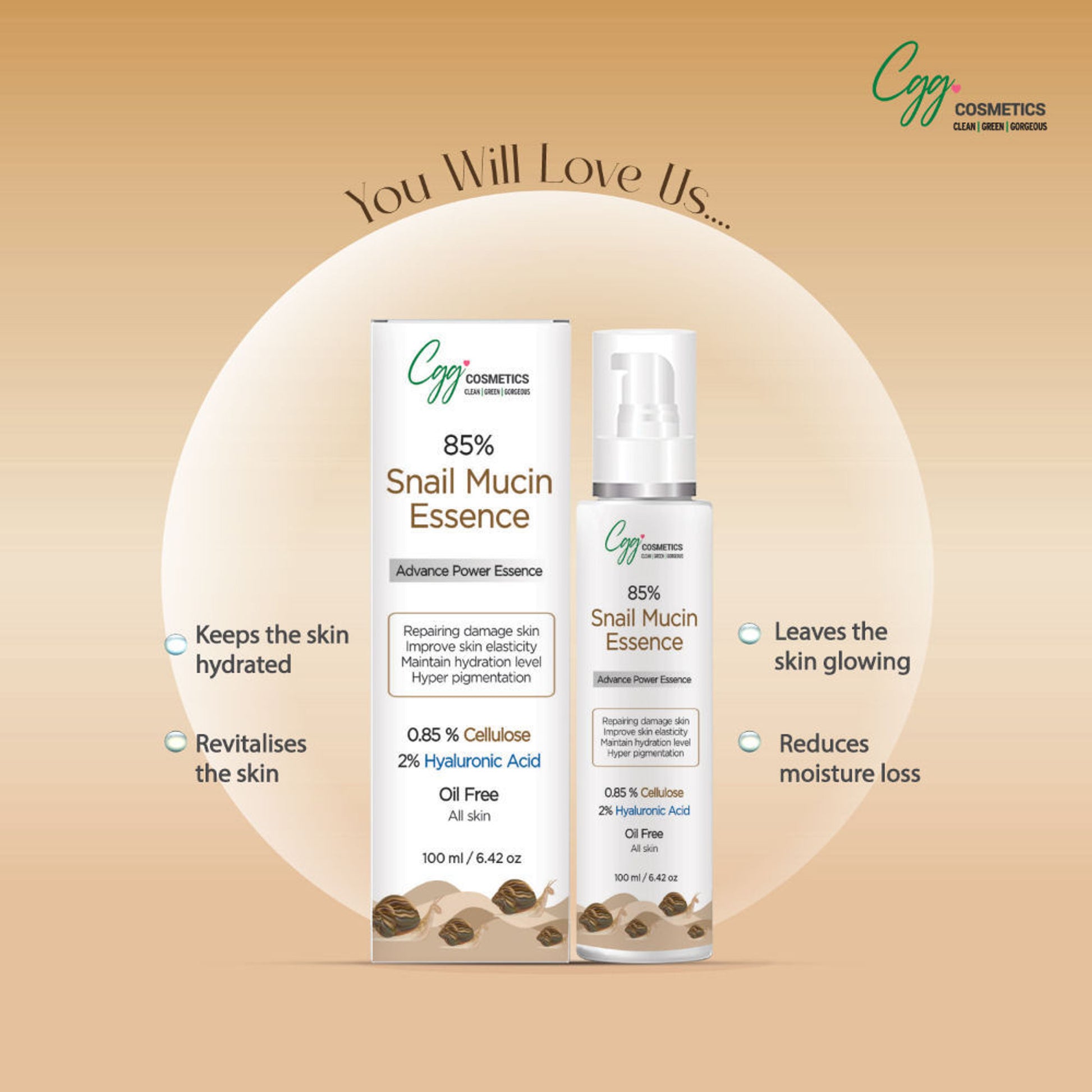 CGG Cosmetics slay with 70% Snail Mucin Essence, Snail Cellulose Buy 1 Get 1 Free