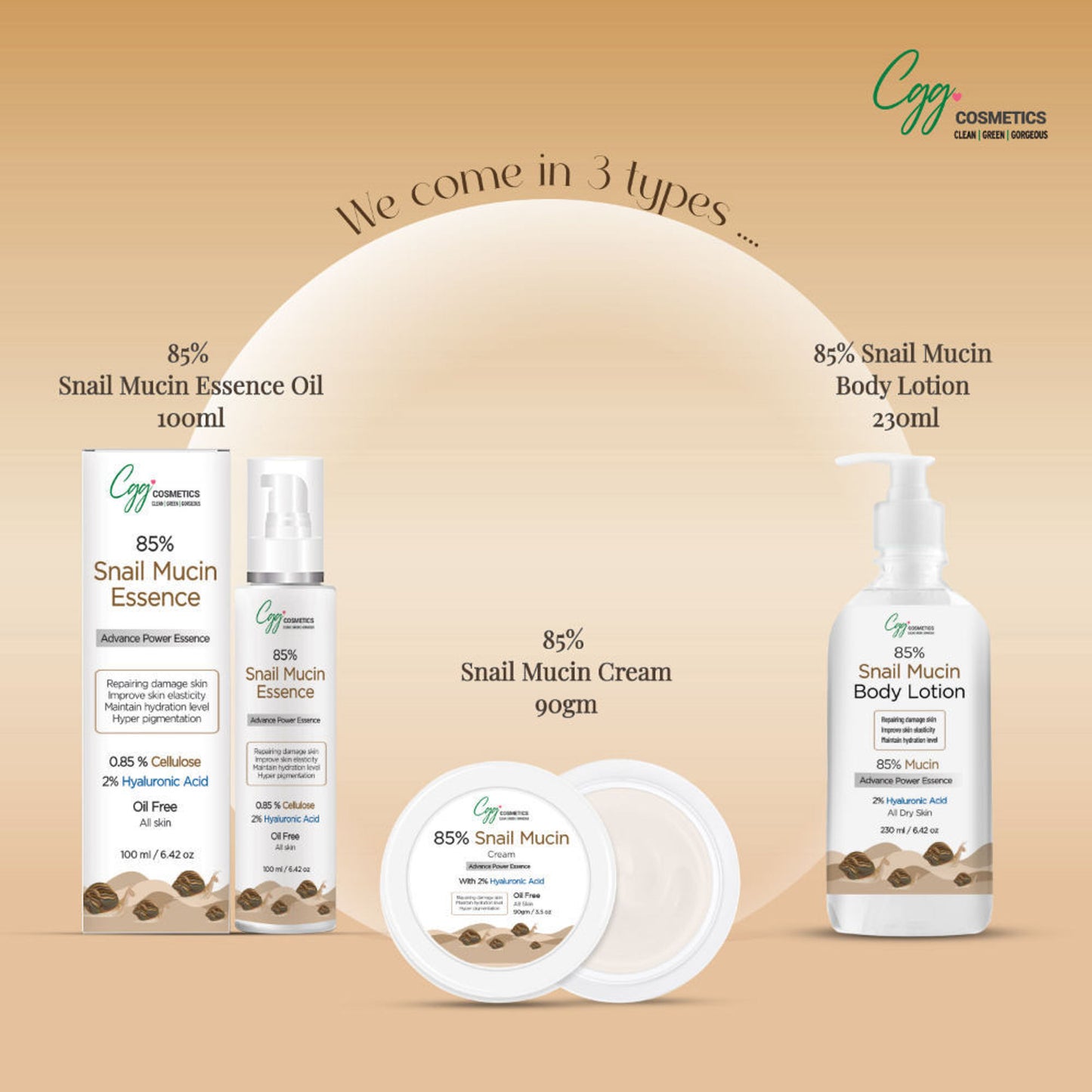 CGG Cosmetics slay with 70% Snail Mucin Essence, Snail Cellulose Buy 1 Get 1 Free