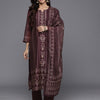 Indyancart VA Women'sEthnic Motifs Printed Sequinned Chanderi Silk Kurta with Trousers & Dupatta