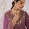 Dhiyona IE Floral Embroidered Zari Straight Kurta With Trousers & Dupatta