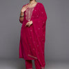 Indyancart VA Women'sFloral Zari Embroidered Velvet Kurta with Trouser & Velvet Dupatta