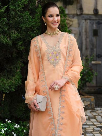 Indyancart IE Women Embroidered Straight Kurta Trousers With Dupatta set