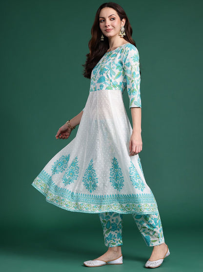 Dhiyona IE Women Floral Printed Regular Pure Cotton Kurta Set
