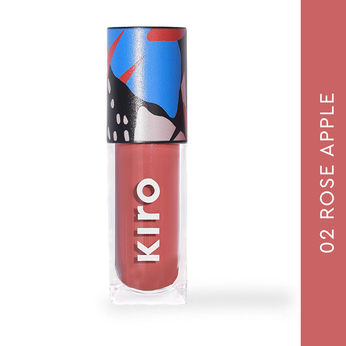 KIRO Afterglow Lip and Cheek Tint in Rose Apple, showing the product tube with pinkish-red tint and branding.