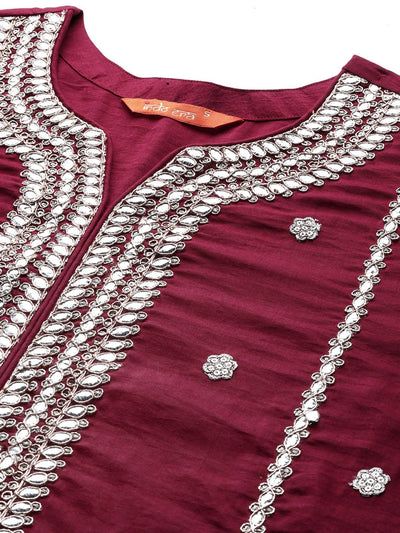 Indyancart IE Women Ethnic Motifs Embroidered Kurta with Trousers & Dupatta