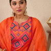 Dhiyona IE Women's Ethnic Motifs Embroidered Mirror Work Liva Straight Kurta With Trousers & Dupatta