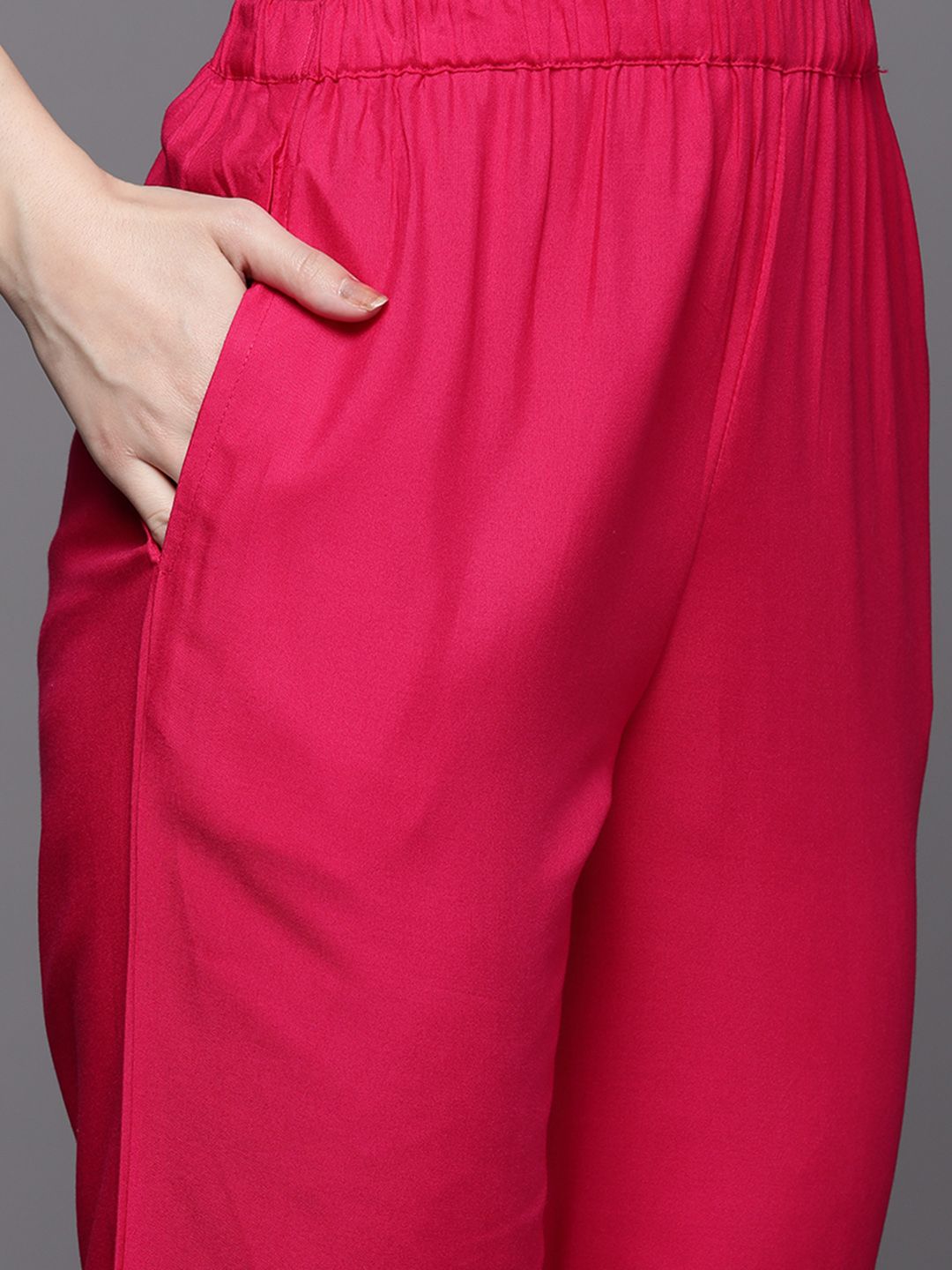 Indyancart IE Women Pink Ethnic Motifs Embroidered Sequinned Kurta with Trousers & With Dupatta