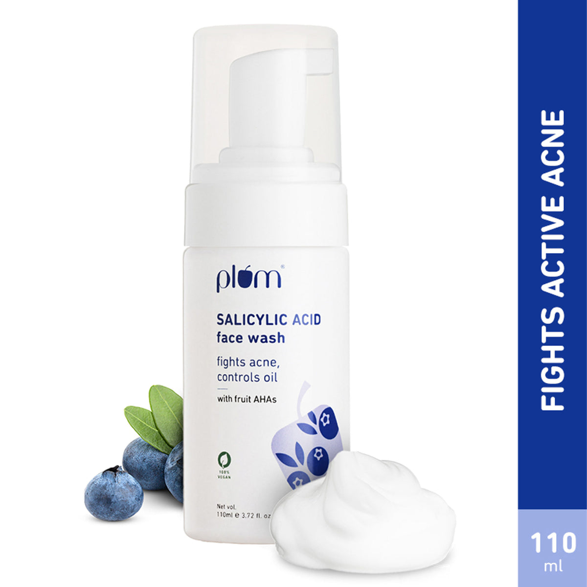 Plum Salicylic Acid Foaming Face Wash - Fights Active Acne & Controls Oil For Smooth Skin
