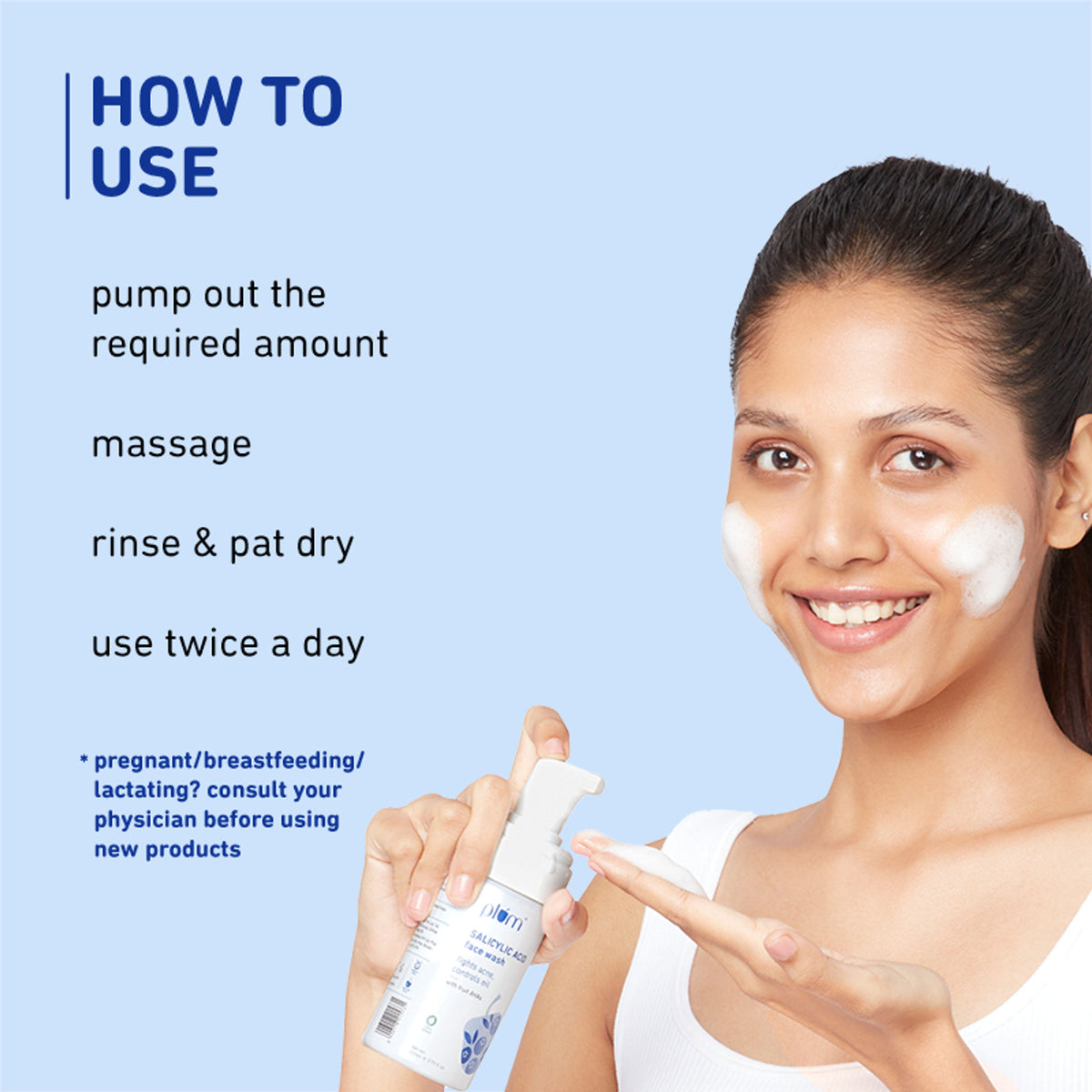 Plum Salicylic Acid Foaming Face Wash - Fights Active Acne & Controls Oil For Smooth Skin