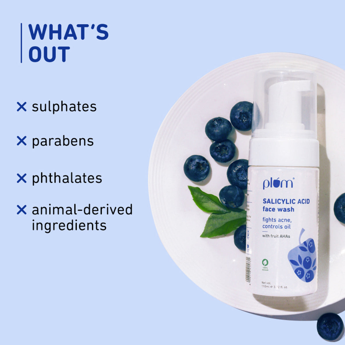 Plum Salicylic Acid Foaming Face Wash - Fights Active Acne & Controls Oil For Smooth Skin