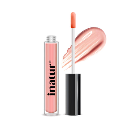 inatur Lip Gloss-Angelic, Soft Pink Gloss, Hydrating, Long-Lasting, with Rosehip & Coconut Oil - Angelic