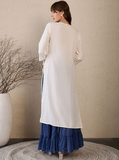 Indyancart IE Women Ethnic Motifs Embroidered Sequinned Kurta
