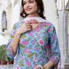 Dhiyona IE Women Floral Printed Regular Mirror Work Pure Cotton Kurta with Trousers & With Dupatta