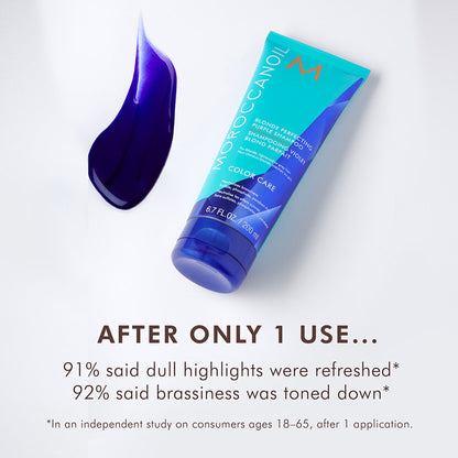 Moroccanoil Blonde Perfecting Purple Shampoo | ArganID™ | Tones Brass & Brightens Blonde Hair