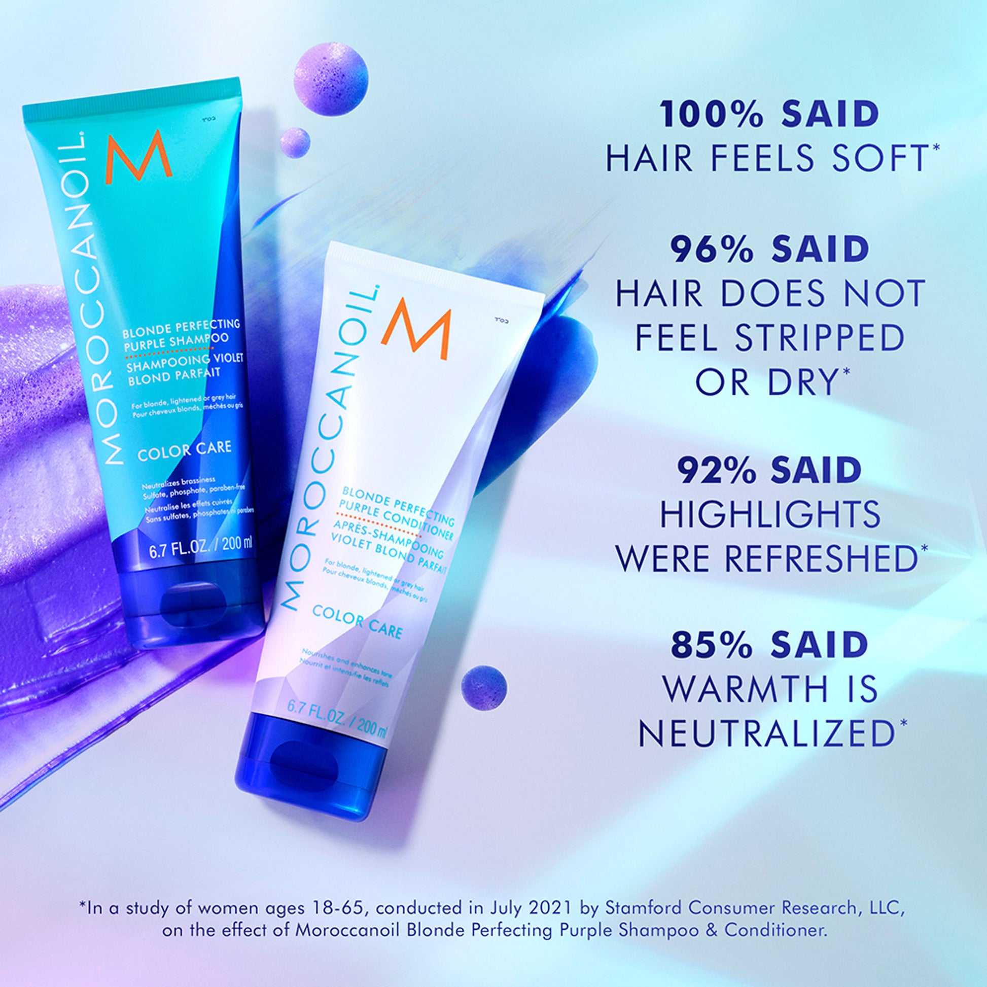 Moroccanoil Blonde Perfecting Purple Shampoo | ArganID™ | Tones Brass & Brightens Blonde Hair