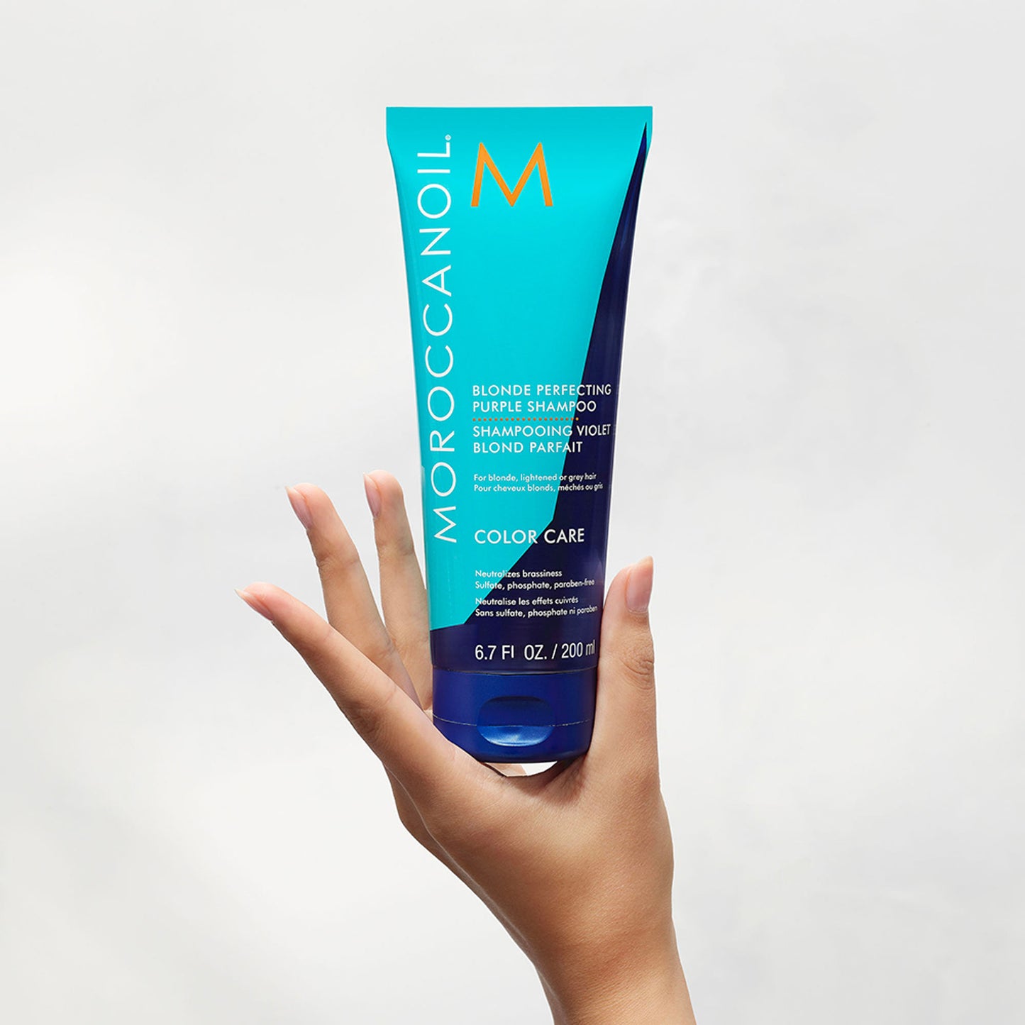 Moroccanoil Blonde Perfecting Purple Shampoo | ArganID™ | Tones Brass & Brightens Blonde Hair