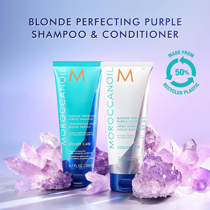 Moroccanoil Blonde Perfecting Purple Conditioner | ArganID™ |Neutralizes Brass & Boosts Shine looks