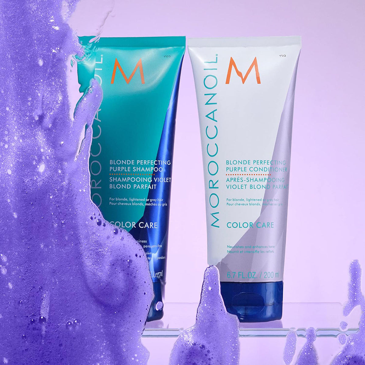 Moroccanoil Blonde Perfecting Purple Conditioner | ArganID™ |Neutralizes Brass & Boosts Shine looks