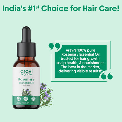 Aravi Organic 100% Pure Rosemary Essential Oil, Hair Serum for Hair Fall Control & Hair Regrowth