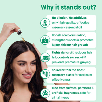 Aravi Organic 100% Pure Rosemary Essential Oil, Hair Serum for Hair Fall Control & Hair Regrowth
