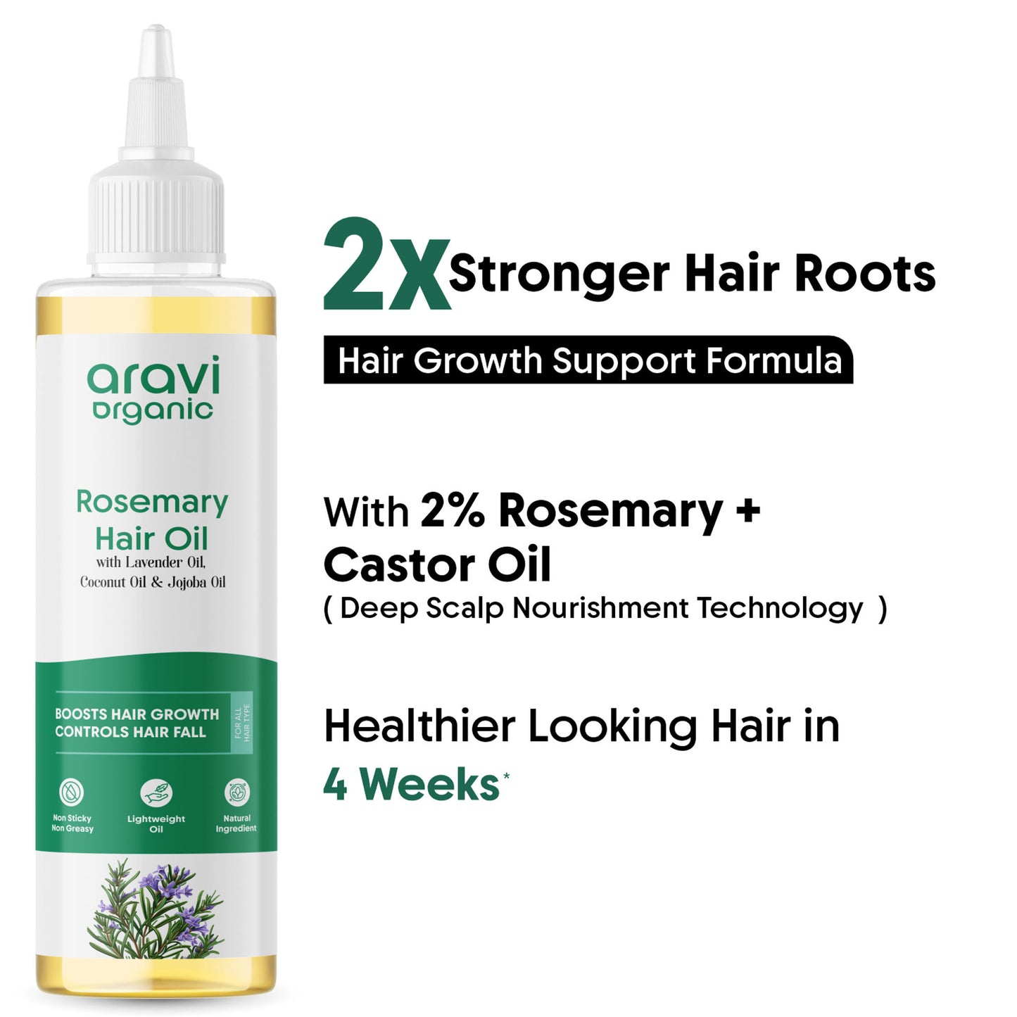 Aravi Organic Rosemary Lavender Hair Oil For Hair Growth & Hair Fall Control, 100% Pure & Natural