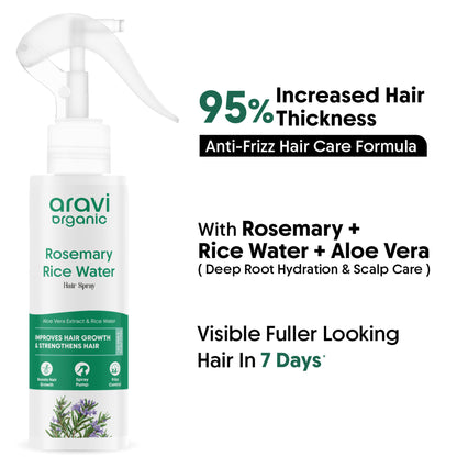Aravi Organic Rosemary Water Hair Spray & Rice Water, Hair Growth, Scalp Care & Hair Fall Control