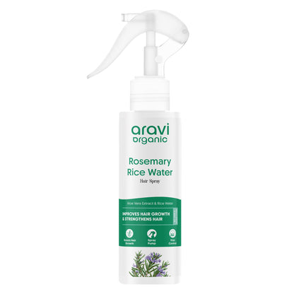 Aravi Organic Rosemary Water Hair Spray & Rice Water, Hair Growth, Scalp Care & Hair Fall Control