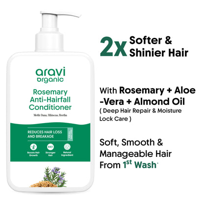 Aravi Organic Anti-Hairfall Rosemary Conditioner, Methi & Hibiscus, For Dry & Frizzy Hair