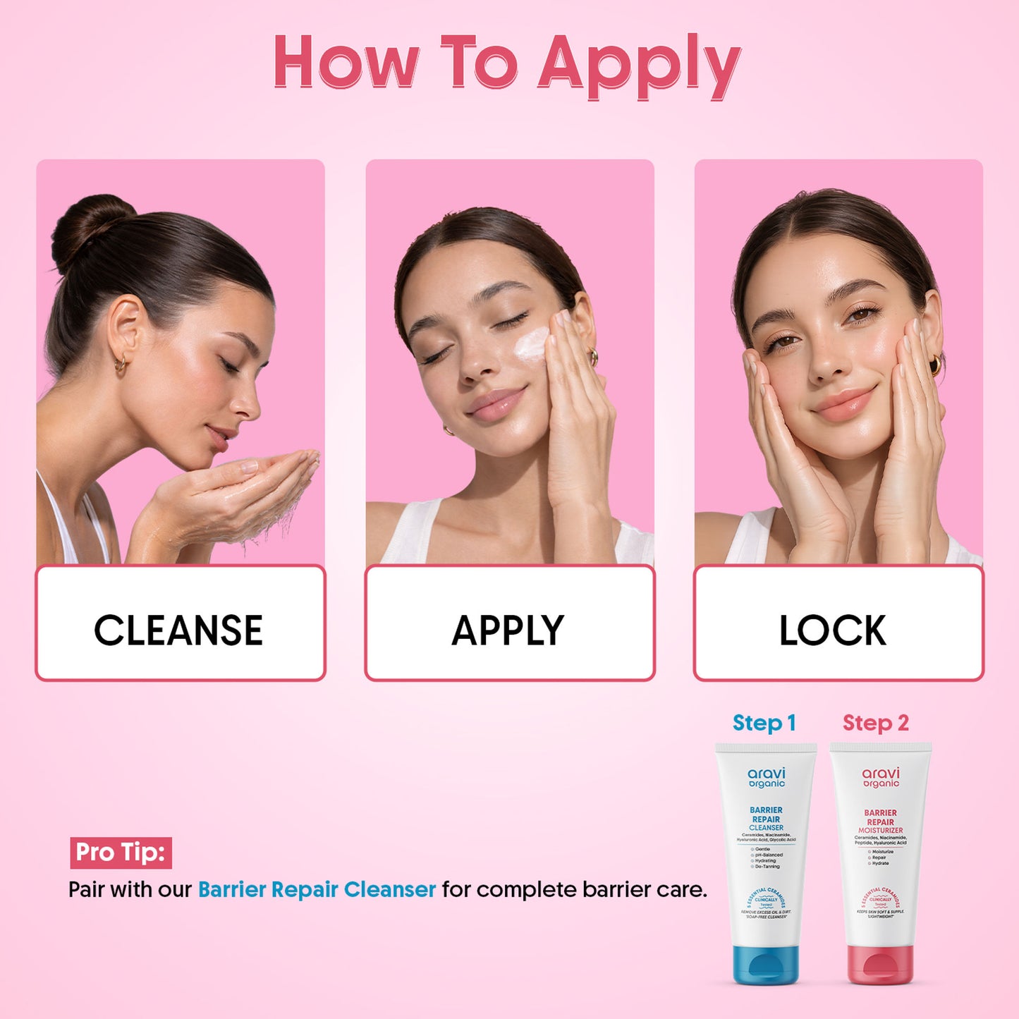 Aravi Organic Barrier Repair Face Moisturiser, Ceramide & Niacinamide, Dry, Oily & Sensitive Skin