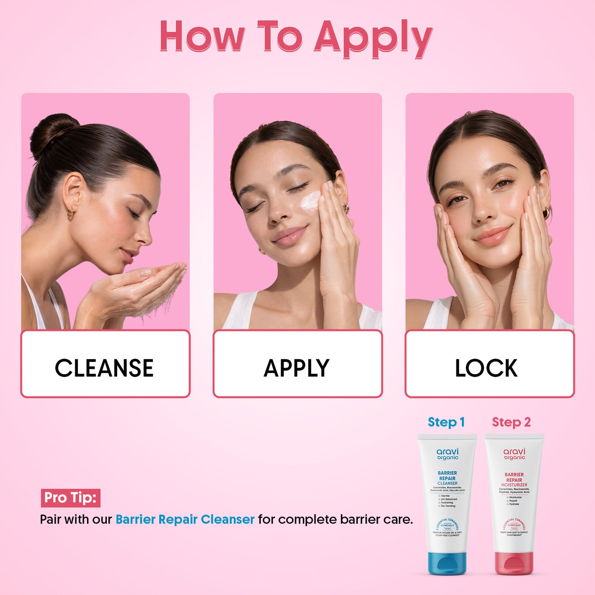 Aravi Organic Barrier Repair Face Moisturiser, Ceramide & Niacinamide, Dry, Oily & Sensitive Skin