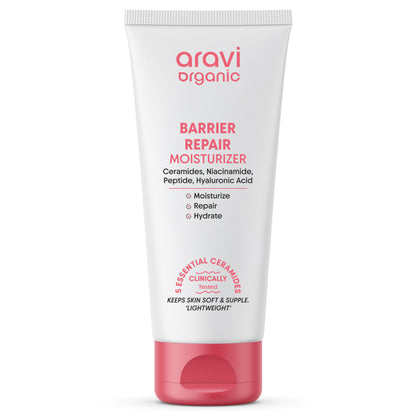 Aravi Organic Barrier Repair Face Moisturiser, Ceramide & Niacinamide, Dry, Oily & Sensitive Skin