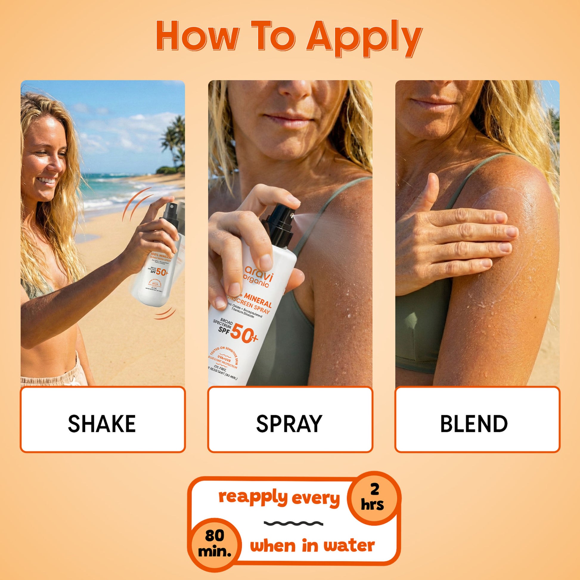 Aravi Organic 100% Mineral Sunscreen Spray SPF50 PA++++, Body & Face, Sunscreen For Oily & Dry Skin