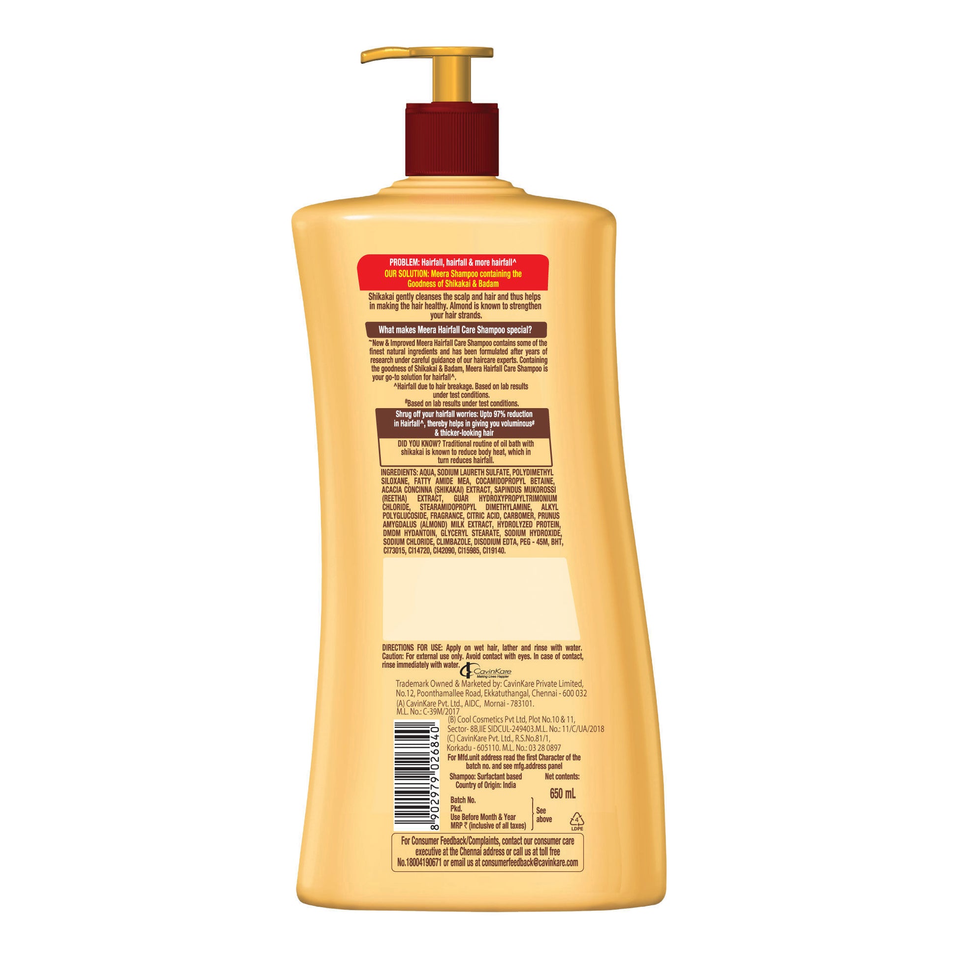 Meera Hairfall Care Shampoo, With Goodness Of Badam and Shikakai