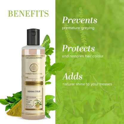 Khadi Natural Henna Tulsi Hair Cleanser/Shampoo Hair & Scalp Vitalizer