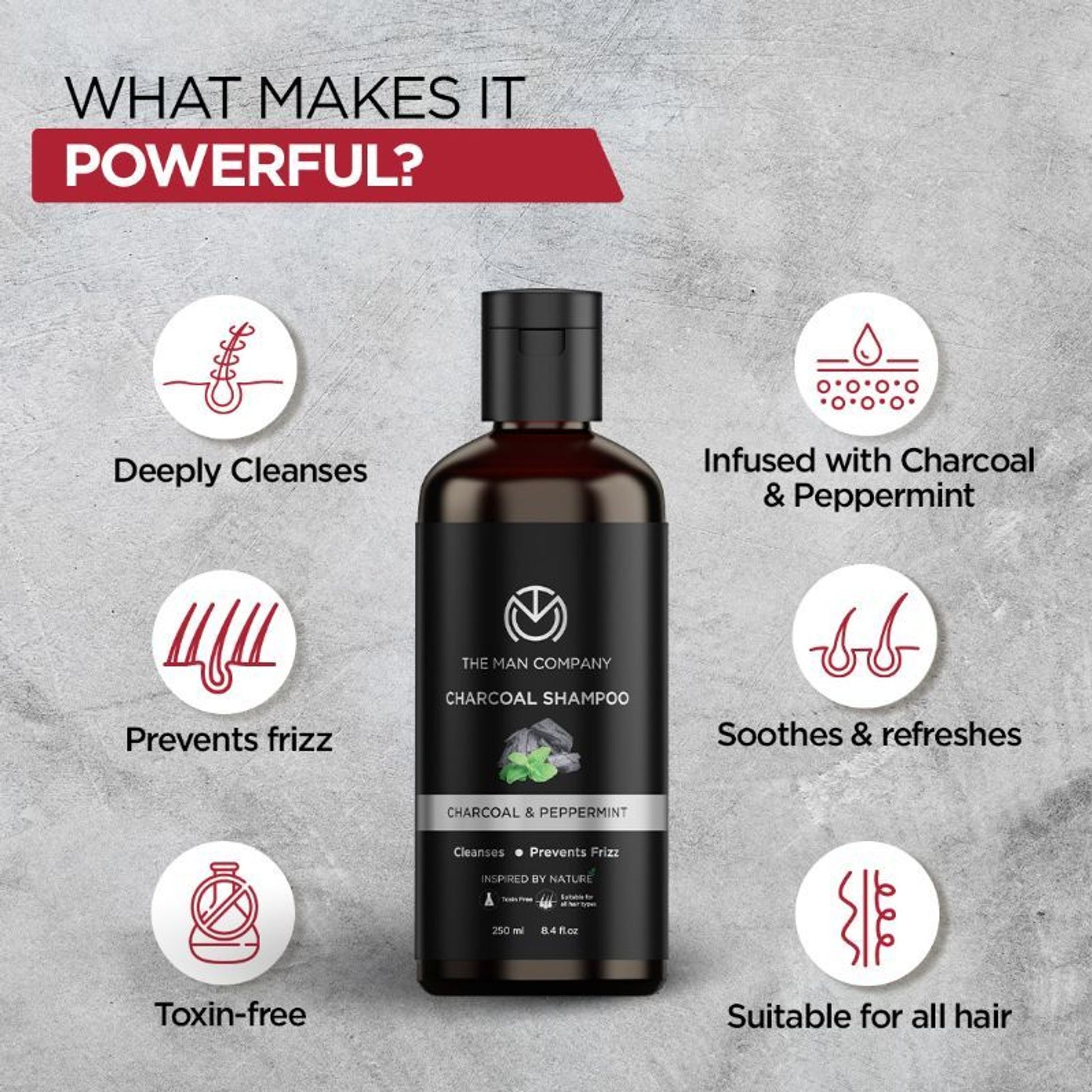 The Man Company Charcoal Shampoo With Pepper Mint & Charcoal