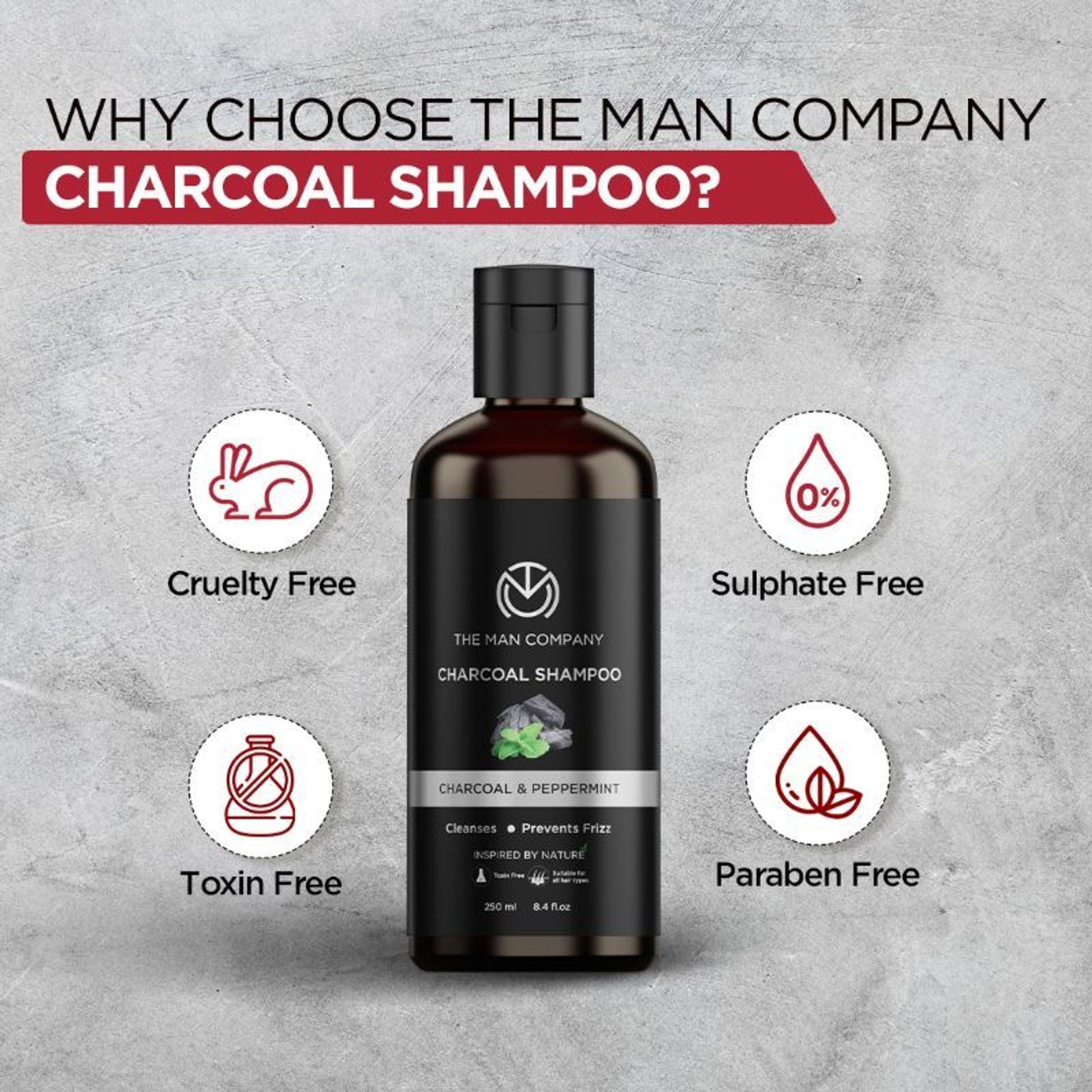 The Man Company Charcoal Shampoo With Pepper Mint & Charcoal