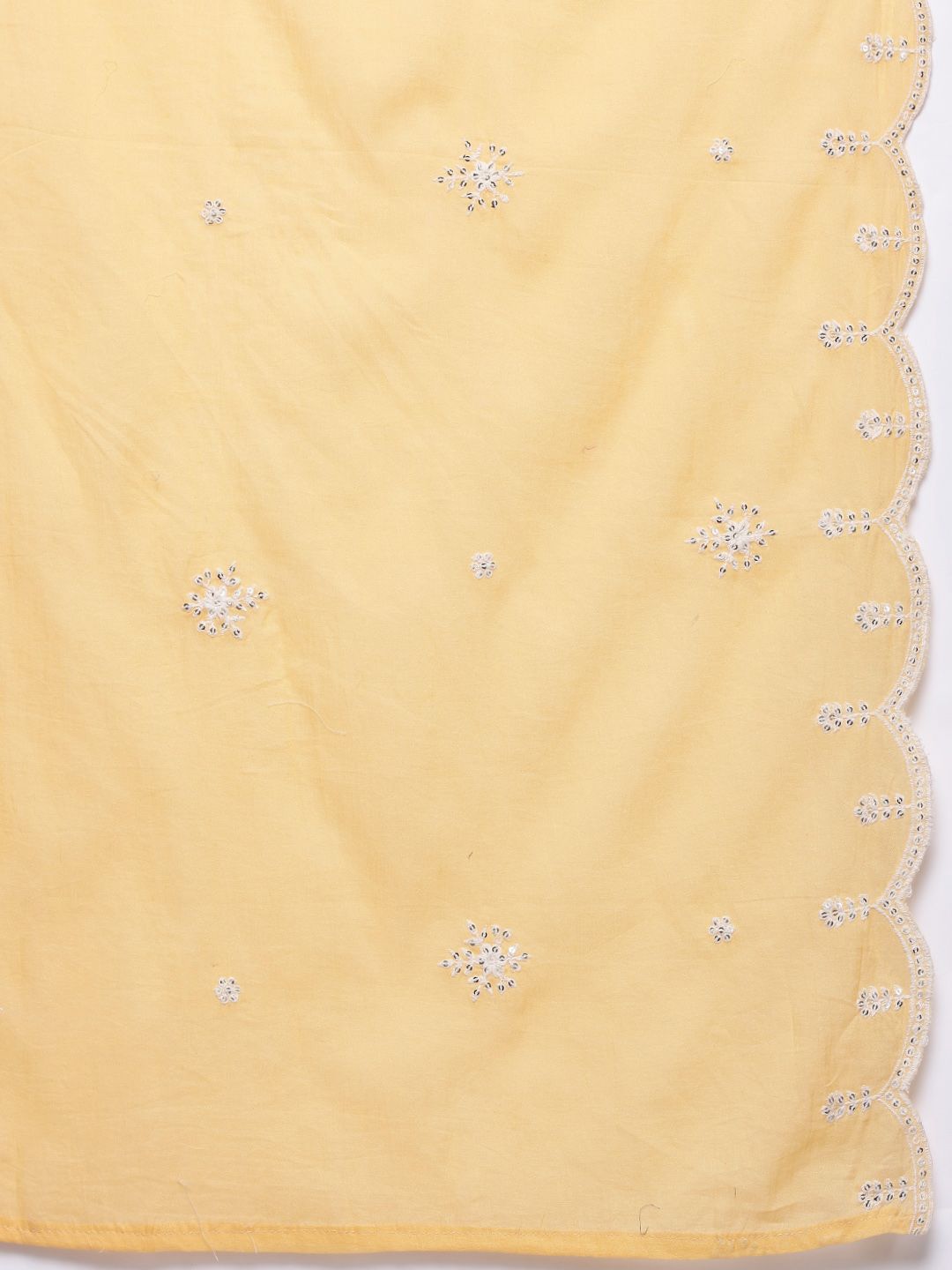 Indyancart VA Women's Embroidered Sequinned Pure Cotton Kurta with Trousers & Dupatta