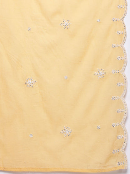 Indyancart VA Women's Embroidered Sequinned Pure Cotton Kurta with Trousers & Dupatta