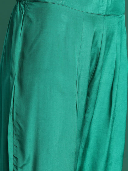 Indyancart IE Bandhani Printed Zari Panelled Kurta With Trousers & Dupatta